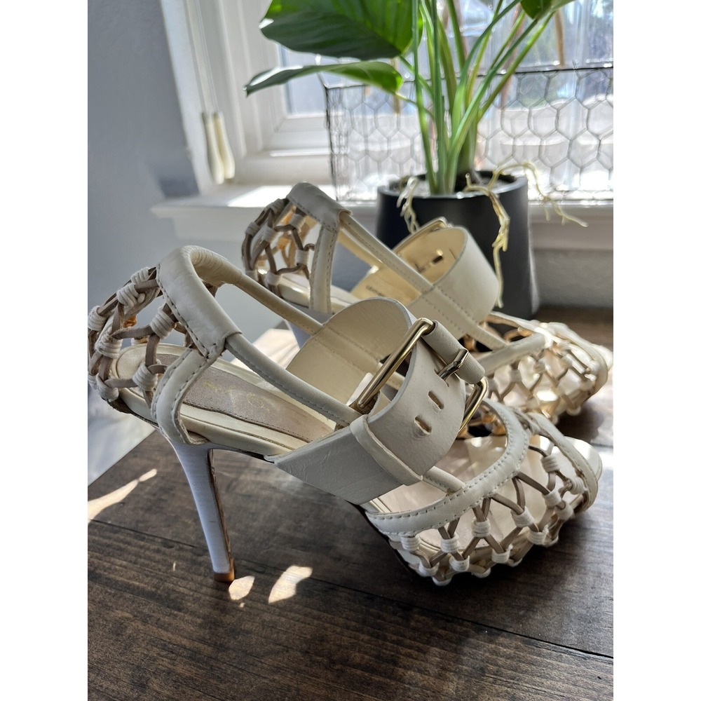 L.A.M.B. Women's Flavia Pump Open Toe Slingback Size 7.5 Buckle Boho Hippie